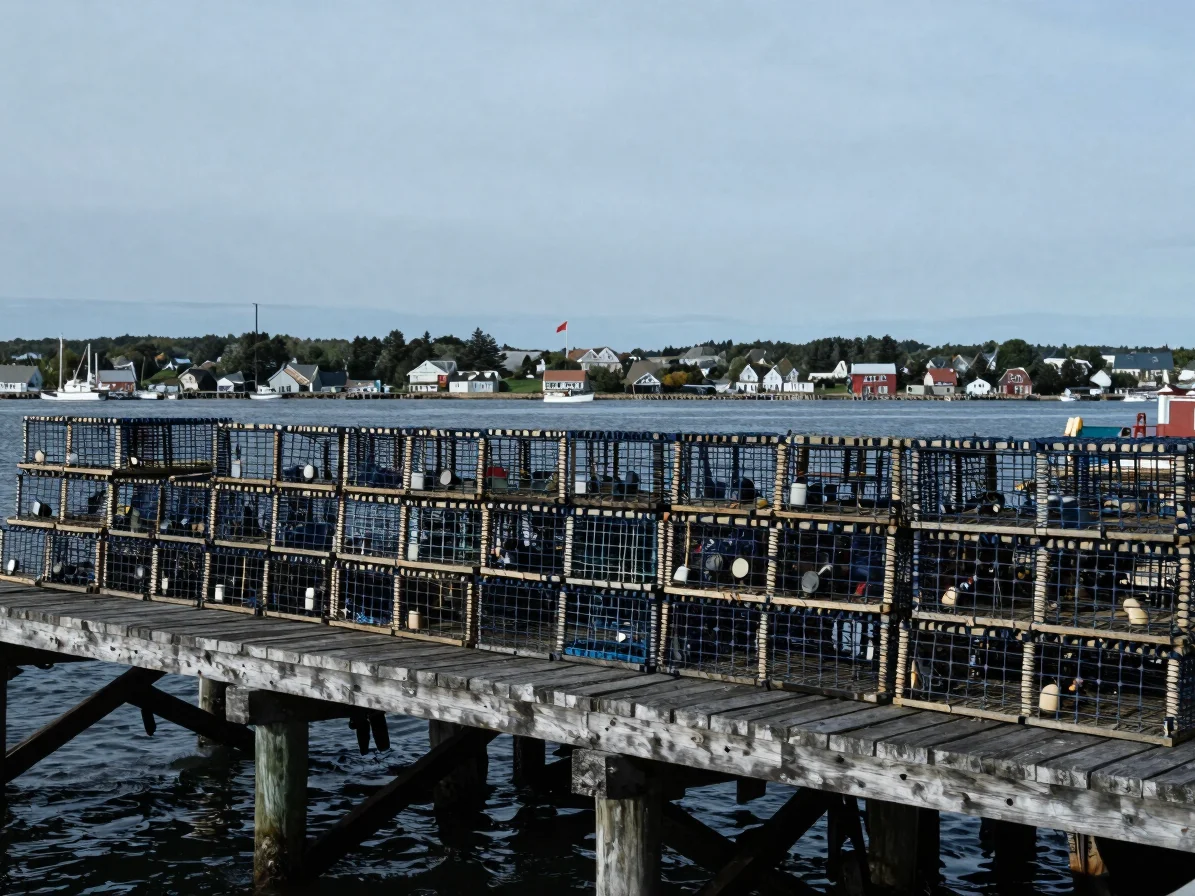 Editorial documentary photograph of a working Maine waterfront at